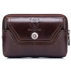 Men Leather Belt Pouch Waist Bag Fanny Pack Phone Pouch with Belt Loop - brown, 4