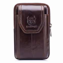 Men Leather Belt Pouch Waist Bag Fanny Pack Phone Pouch with Belt Loop - brown, 8