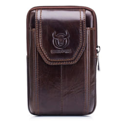 Men Leather Belt Pouch Waist Bag Fanny Pack Phone Pouch with Belt Loop - brown, 8