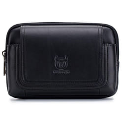 Men Leather Belt Pouch Waist Bag Fanny Pack Phone Pouch with Belt Loop - black, 9