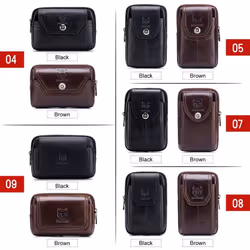 Men Leather Belt Pouch Waist Bag Fanny Pack Phone Pouch with Belt Loop - black, 9