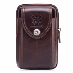 Men Leather Belt Pouch Waist Bag Fanny Pack Phone Pouch with Belt Loop - brown, 7