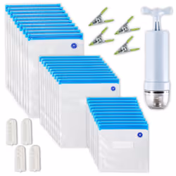 35PCS Vacuum Food Storage Bag Reusable Vacuum Sealer Bags 3 Sizes with 1 Hand Pump 4 Cooking Clips
