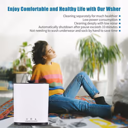 Portable Washing Machine for Underpants Underwear Sock 2L Capacity Mini Laundry Machine Turbine