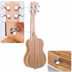 Ammoon Zebrawood 21&quot; Acoustic Ukulele 15 Fret 4 Strings Stringed Musical Instrument