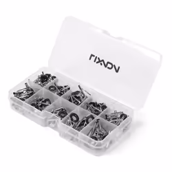 80Pcs Fishing Rod Guide Tip Repair Kit Set DIY Eye Rings Different Size Stainless Steel Frames with Box