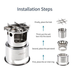 Lixada Portable Folding Wood Stove Outdoor Lightweight Stainless Steel Picnic Camping Cooking Wood