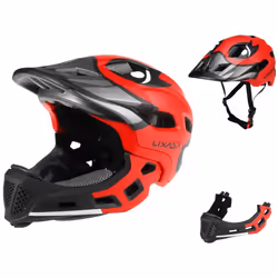 Lixada Kids Detachable Full Face Helmet Children Sports Safety Helmet for Cycling Skateboarding - Red