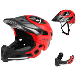 Lixada Kids Detachable Full Face Helmet Children Sports Safety Helmet for Cycling Skateboarding - Red