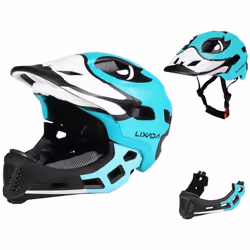 Lixada Kids Detachable Full Face Helmet Children Sports Safety Helmet for Cycling Skateboarding - Blue