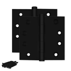 Finsbury Hardware Black Heavy Duty Door Hinge Matte Black Ball Bearing 4x4 Inch Heavy Duty - Set of 2 Solid Brass Matte Black Door Hinges (Flat Black)