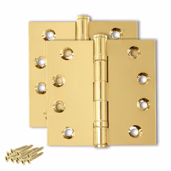 Finsbury Hardware Solid Brass Door Hinge Heavy Duty Ball Bearing Polished Shiny Gold 4x4 Inch - Set of 2 Hinges (Polished Bra ...