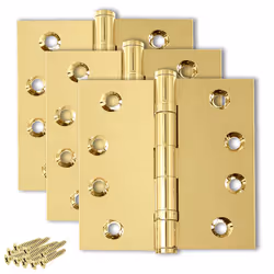 Finsbury Hardware Solid Brass Door Hinge Heavy Duty Ball Bearing Polished Shiny Gold 4x4 Inch - Set of 3 Hinges (Polished Bra ...