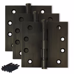 Finsbury Hardware Solid Brass Door Hinge Heavy Duty Ball Bearing 4x4 Inch - Set of 3 Hinges (Antique Brass)