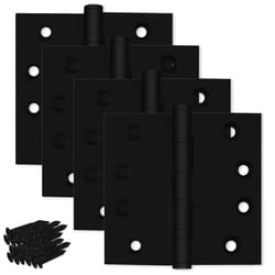 Finsbury Hardware Black Heavy Duty Door Hinge Matte Black Ball Bearing 4x4 Inch Heavy Duty - Set of 4 Solid Brass Matte Black Door Hinges (Flat Black)