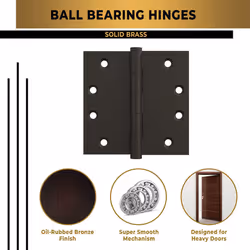 Finsbury Hardware Heavy Duty Door Hinge Bronze Ball Bearing 4x4 Inch Solid Brass Heavy Duty - Set of 4 Hinges (Oil-Rubbed Bronze)