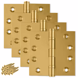Finsbury Hardware Heavy Duty Door Hinge Matte Brass Ball Bearing 4x4 Inch Heavy Duty - Set of 4 Solid Brass Hinges (Satin Bra ...