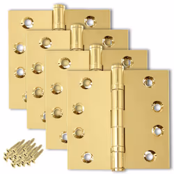Finsbury Hardware Solid Brass Door Hinge Heavy Duty Ball Bearing Polished Shiny Gold 4x4 Inch - Set of 6 Hinges (Polished Bra ...