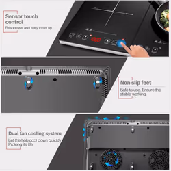 AMZCHEF Induction Hob |  2800W Double Induction Cooker - 3-hour Timer