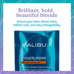 Malibu C Miracle Repair Hair Reconstructor  Blonde Enhancer (12 Packets) - Nourishing Hair Repair Treatment for Damaged Blonde Strands - Relieves Hair