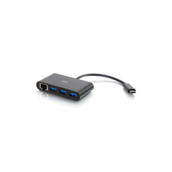 C2G USB C Ethernet and 3-Port USB Hub - Black - Hub - 3 Ports