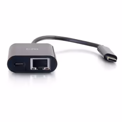 C2G USB C to Ethernet Adapter With Power Delivery - Black - Network Adapter, USB 3.2 Gen 1 (3.1 Gen 1) Type-C, Black, RJ-45, ...