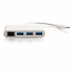 C2G USB C Ethernet and 3-Port USB Hub - White - Hub - 3 Ports