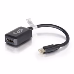 C2G 20cm Mini DisplayPort to HDMI Adapter - Thunderbolt to HDMI Converter M/F - Black, 0.2 m, Mini DisplayPort M, HDMI F, Mal ...