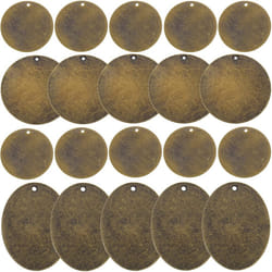 AKHAT 20 Pcs Copper Stamping Blanks Metal Letter Stamps for Jewelry Making Metal Tags and Dog TagAntique Bronze Tone  Circle an