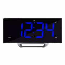 La Crosse Technology 617-249 1.8 Curved Blue Digital Atomic Dual Alarm Clock 6.60 L x 1.55 W x 3.45 H Black