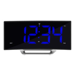 La Crosse Technology 617-249 1.8 Curved Blue Digital Atomic Dual Alarm Clock 6.60 L x 1.55 W x 3.45 H Black