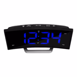 La Crosse Technology 617-249 1.8 Curved Blue Digital Atomic Dual Alarm Clock 6.60 L x 1.55 W x 3.45 H Black