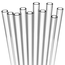 Fiesta First 10 Long Reusable Transparent Hard Plastic Drinking Straws