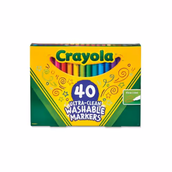 Crayola Ultra-Clean Washable Classic Markers, Fine Point - Classic Colors, 40 per Set