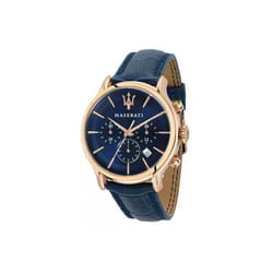 Maserati  Epoca Chronograph Blue Dial Leather Strap Quartz 100M Men Watch, Black