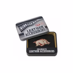 Rico Sporting Goods  Arkansas Razorbacks Men&apos;s Black Leather Tri-fold Wallet