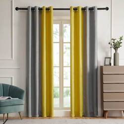 PRIMROSE Blackout Curtains for Living Room Thermal Insulated Room Darkening Ombre Curtains Window Drapes for Bedroom Grommet Grey Yellow 95 inch Long