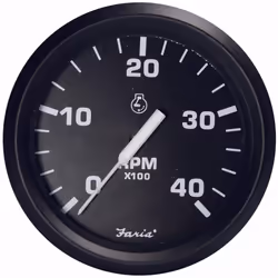 Faria Euro Black 4"" Tachometer - 4000 RPM (Diesel - Magnetic Pick-Up)