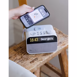 Pure Moment Charge Alarm Clock Radio with Wireless Charging - White