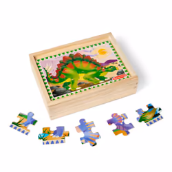 Melissa & Doug Dinosaurs 4-in-1 Wooden Jigsaw Puzzles in a Storage Box (48 pcs)