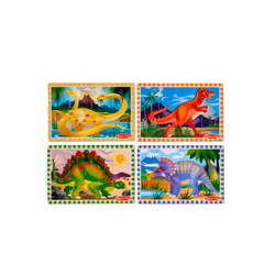 Melissa & Doug Dinosaurs 4-in-1 Wooden Jigsaw Puzzles in a Storage Box (48 pcs)