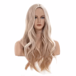 Gerulyss 26 Inches Light Wigs for Women Long Wavy Middle Part Wig Natural looking Synthetic Fluffy Hair for Cosplay Halloween Daily Use (Blonde)