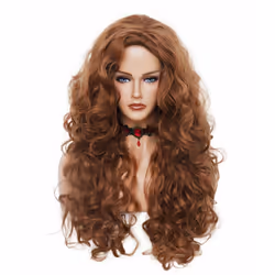 Rugelyss Long Wavy Wigs 28 Inches Natural Ginger Synthetic Kinky Curly Hair Wig for Women or Cosplay(ginger)
