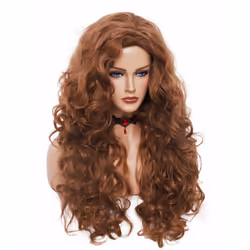 Rugelyss Long Wavy Wigs 28 Inches Natural Ginger Synthetic Kinky Curly Hair Wig for Women or Cosplay(ginger)