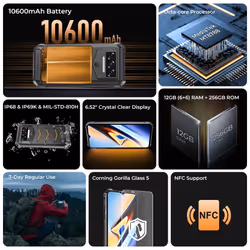 Oukitel WP38 Rugged Smartphone 6GB+128GB - black