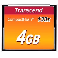 Transcend CompactFlash 133x 4GB, 4 GB, CompactFlash, MLC, 50 MB/s, 20 MB/s, Black