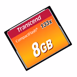 Transcend CompactFlash 133x 8GB, 8 GB, CompactFlash, MLC, 50 MB/s, 20 MB/s, Black