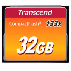 Transcend CompactFlash 133x 32GB, 32 GB, CompactFlash, MLC, 50 MB/s, 20 MB/s, Black