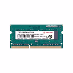 Transcend DDR3-1600 SO-DIMM 4GB, 4 GB, 1 x 4 GB, DDR3, 1600 MHz, 204-pin SO-DIMM, Green