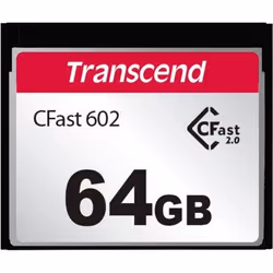 Transcend TS64GCFX602, 64 GB, CFast 2.0, MLC, 500 MB/s, 350 MB/s, Black